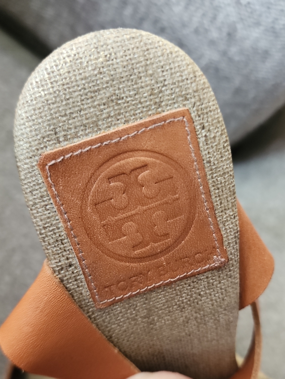 Tory Burch Tan Leather Ankle-Strap Wedge Espadrilles - Picture 7 of 8
